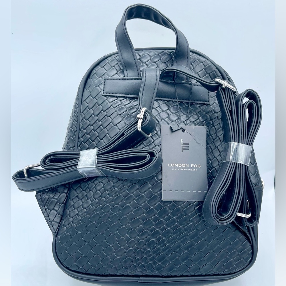 Brand New London Fog Elegant Black Woven Backpack - Picture 9 of 11